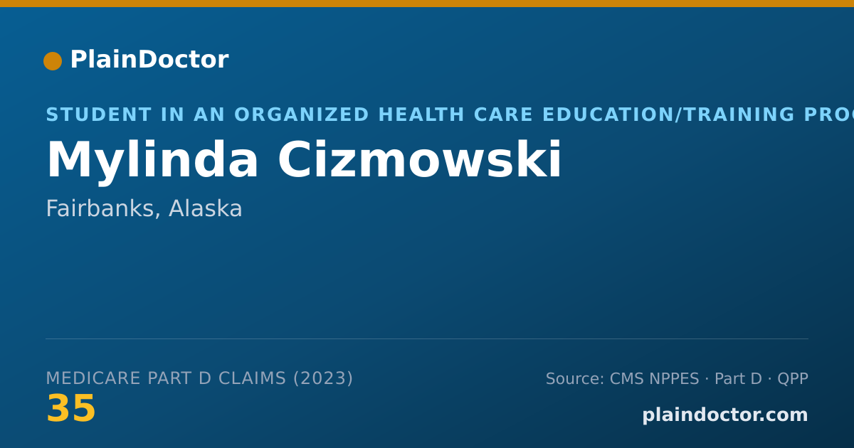 Shareable card for Mylinda Cizmowski - Student in an Organized Health Care Education/Training Program, Fairbanks, AK