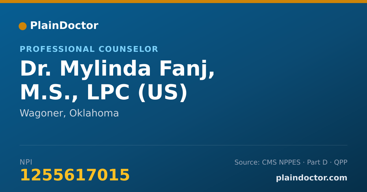 Shareable card for Mylinda Fanj, M.S., LPC (US) - Professional Counselor, Wagoner, OK