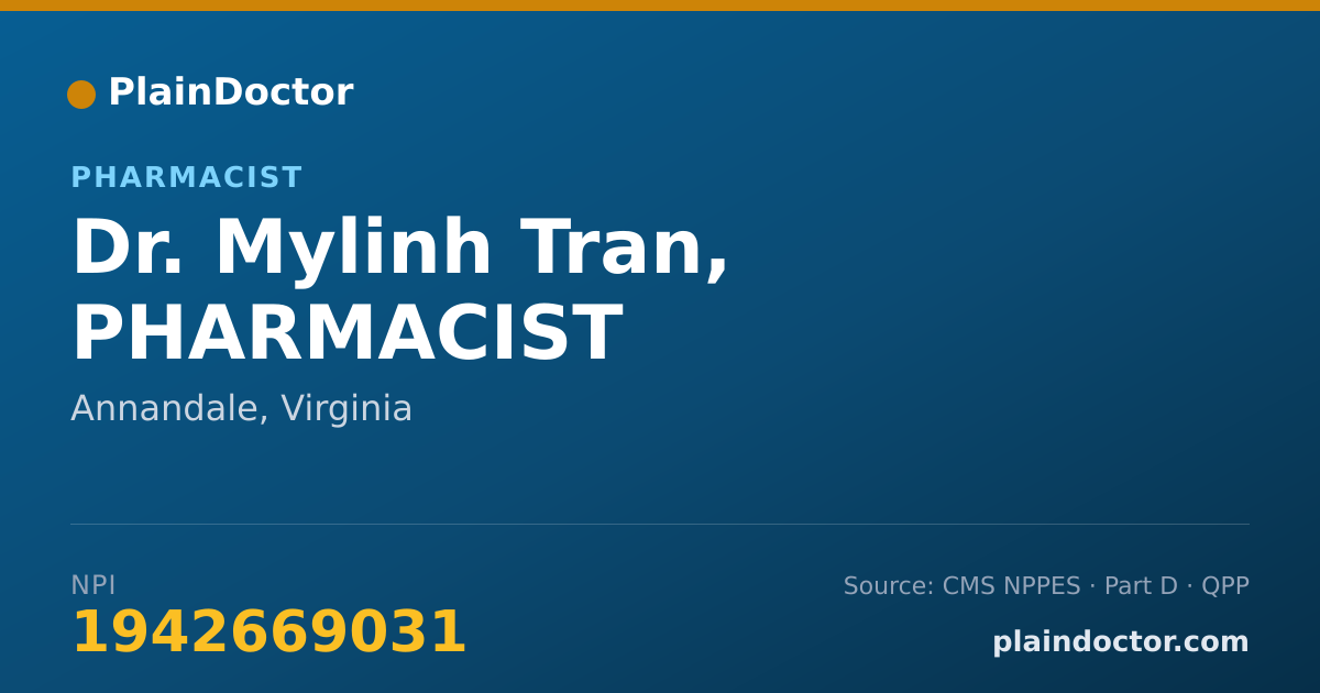 Shareable card for Mylinh Tran, PHARMACIST - Pharmacist, Annandale, VA