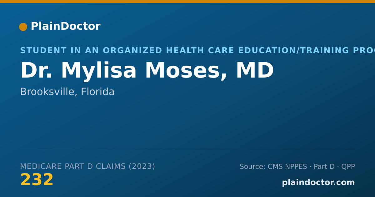Shareable card for Mylisa Moses, MD - Student in an Organized Health Care Education/Training Program, Brooksville, FL