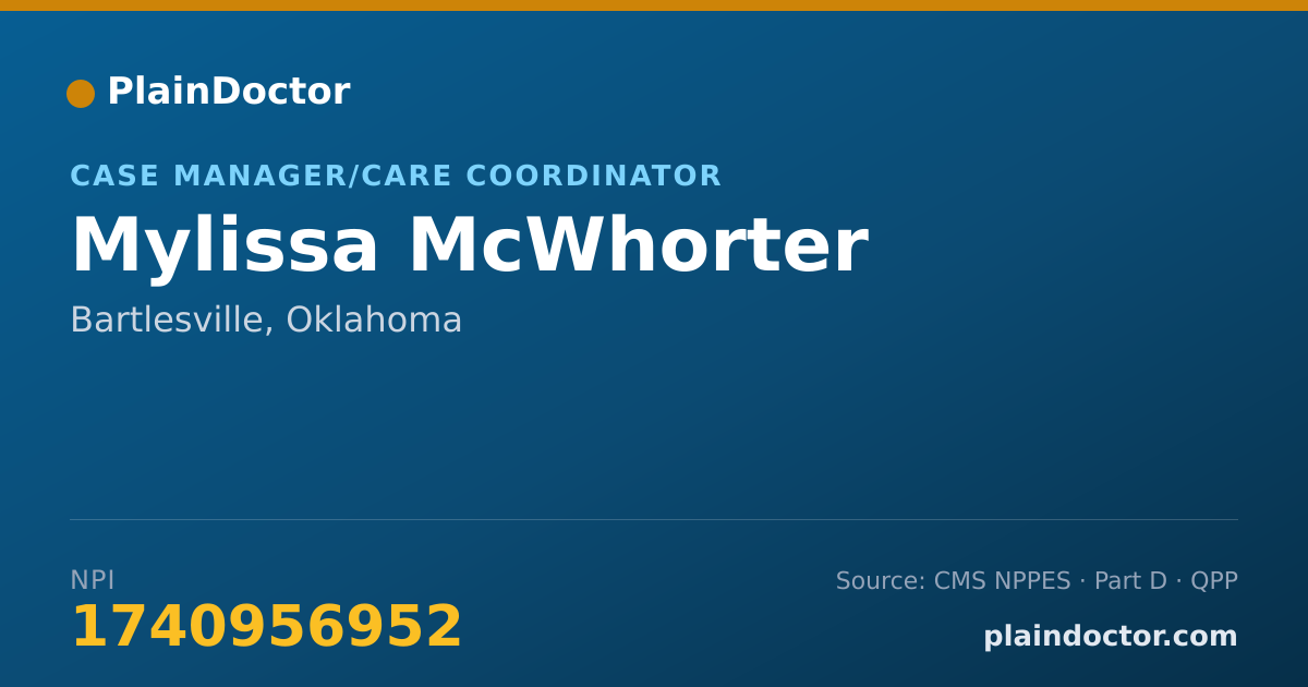Shareable card for Mylissa McWhorter - Case Manager/Care Coordinator, Bartlesville, OK