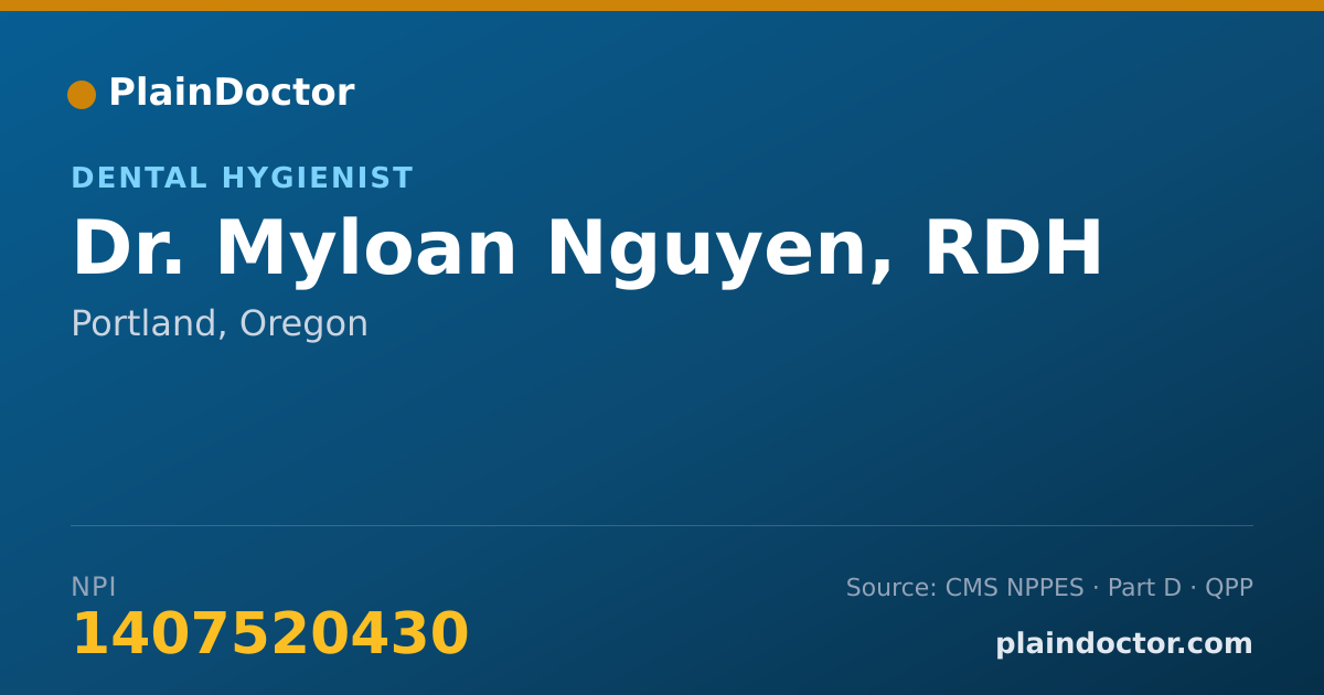 Shareable card for Myloan Nguyen, RDH - Dental Hygienist, Portland, OR