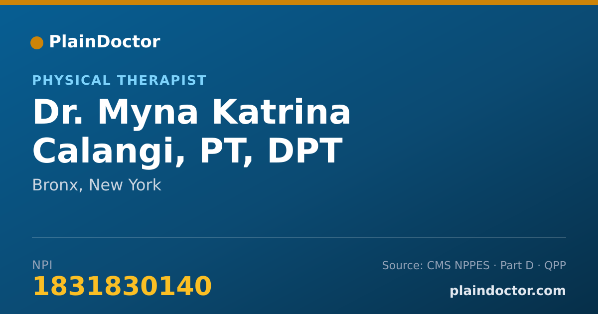 Shareable card for Myna Katrina Calangi, PT, DPT - Physical Therapist, Bronx, NY