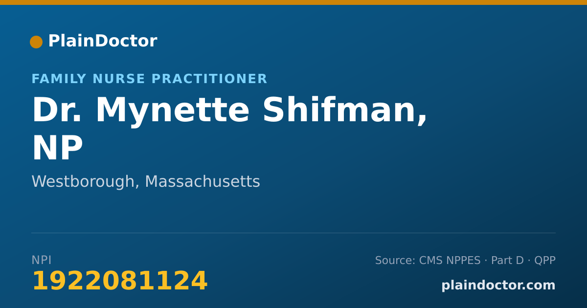 Shareable card for Mynette Shifman, NP - Family Nurse Practitioner, Westborough, MA