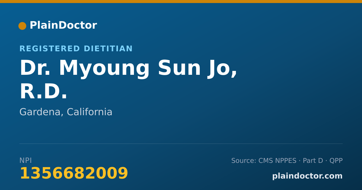 Shareable card for Myoung Sun Jo, R.D. - Registered Dietitian, Gardena, CA