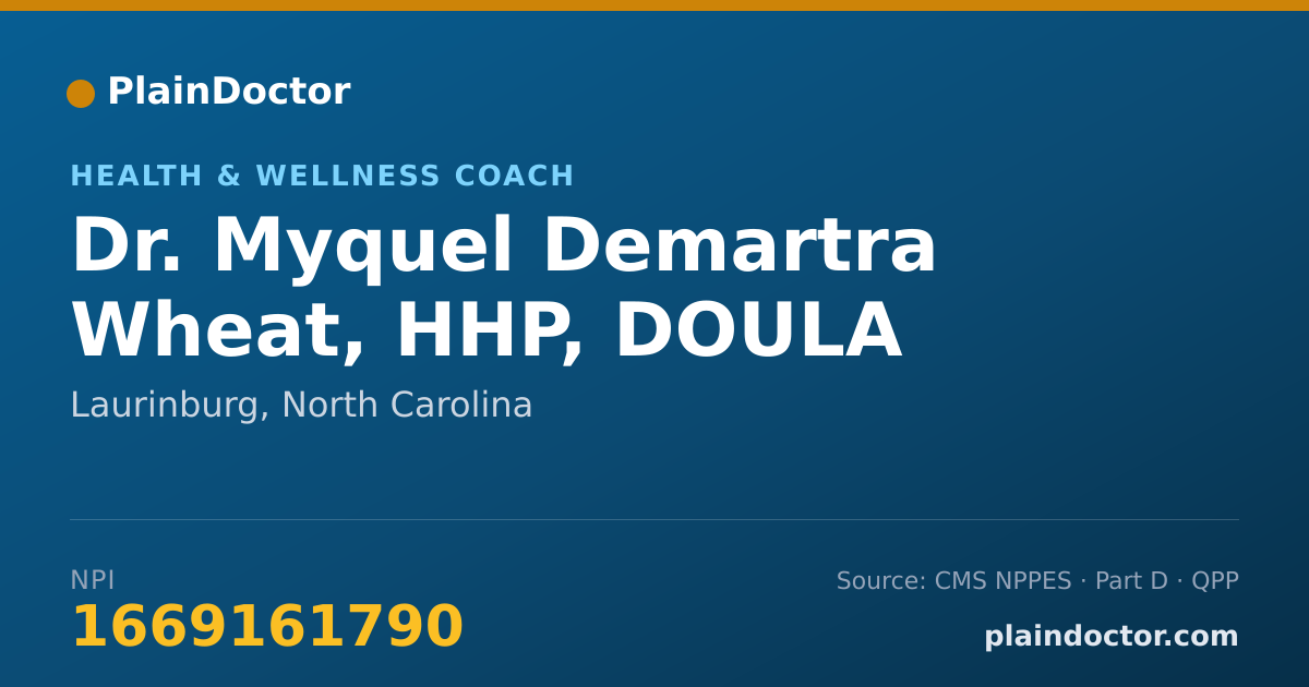 Shareable card for Myquel Demartra Wheat, HHP, DOULA - Health & Wellness Coach, Laurinburg, NC