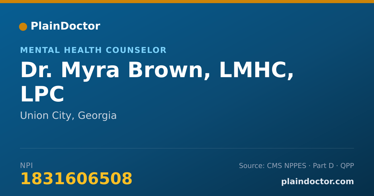 Shareable card for Myra Brown, LMHC, LPC - Mental Health Counselor, Union City, GA
