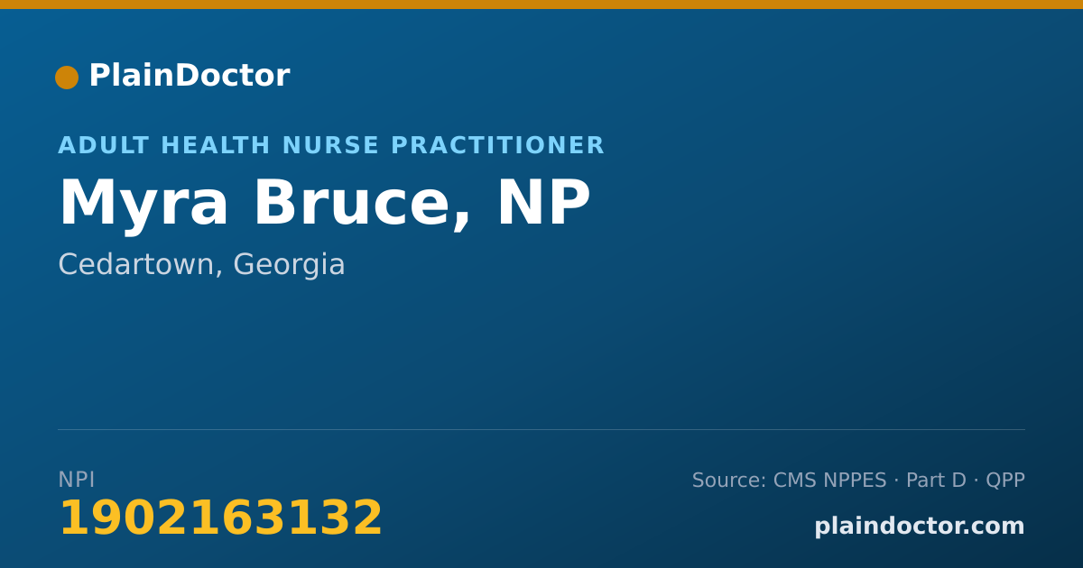 Shareable card for Myra Bruce, NP - Adult Health Nurse Practitioner, Cedartown, GA