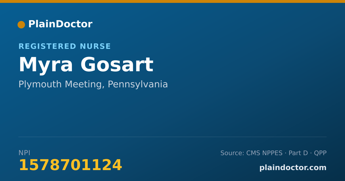 Shareable card for Myra Gosart - Registered Nurse, Plymouth Meeting, PA