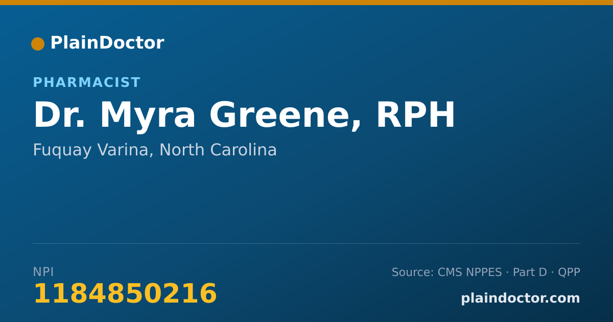 Shareable card for Myra Greene, RPH - Pharmacist, Fuquay Varina, NC