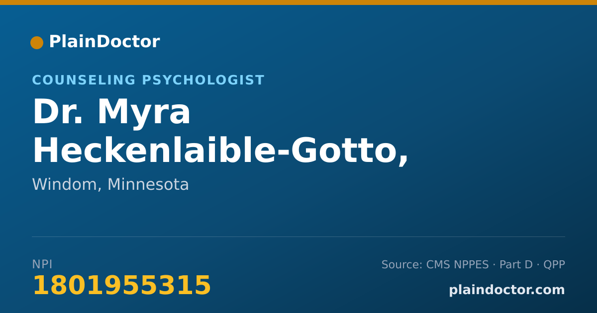 Shareable card for Myra Heckenlaible-Gotto, L.P. - Counseling Psychologist, Windom, MN