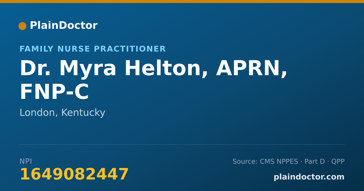 Shareable card for Myra Helton, APRN, FNP-C - Family Nurse Practitioner, London, KY