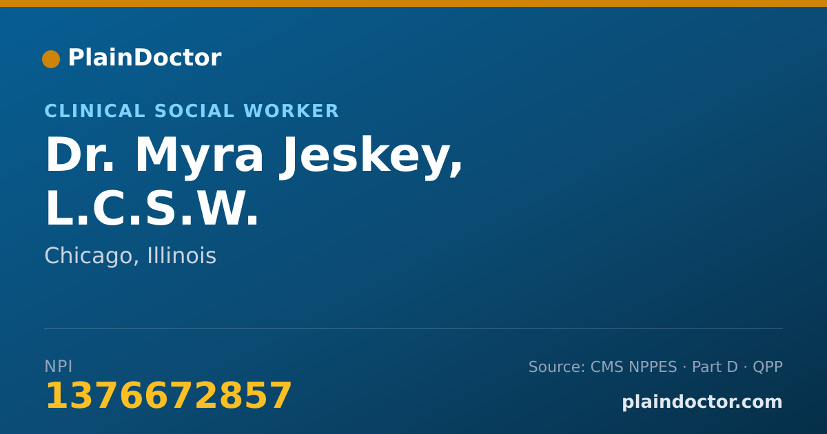 Shareable card for Myra Jeskey, L.C.S.W. - Clinical Social Worker, Chicago, IL