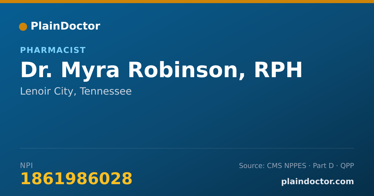 Shareable card for Myra Robinson, RPH - Pharmacist, Lenoir City, TN