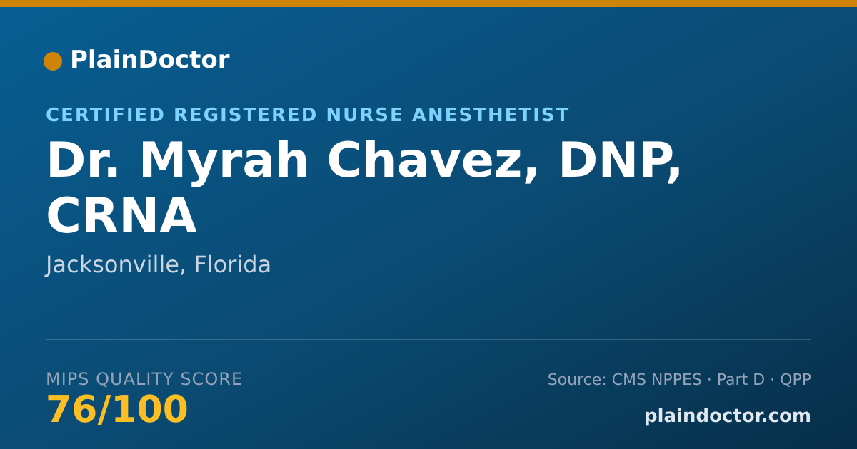 Shareable card for Myrah Chavez, DNP, CRNA - Certified Registered Nurse Anesthetist, Jacksonville, FL