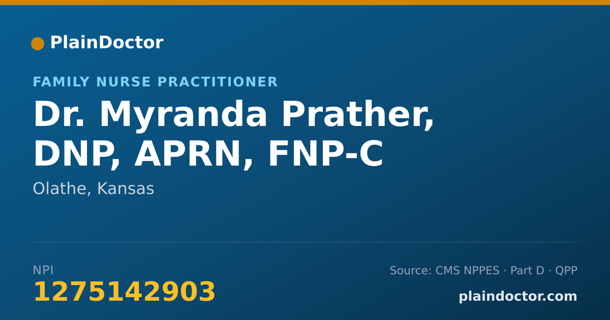 Shareable card for Myranda Prather, DNP, APRN, FNP-C - Family Nurse Practitioner, Olathe, KS