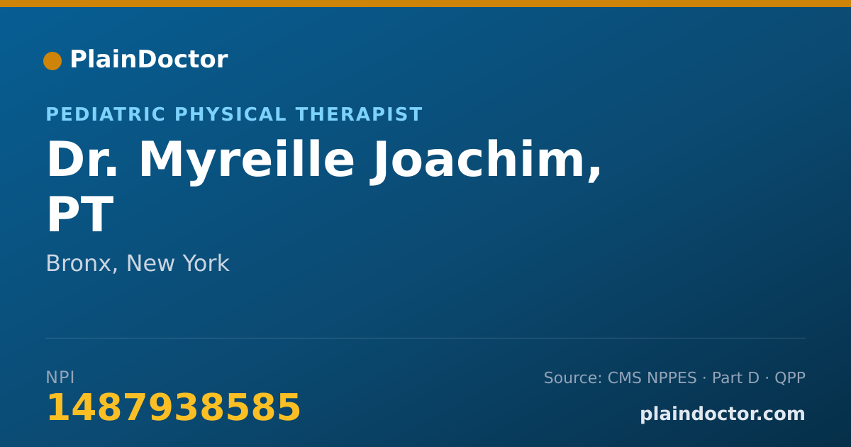 Shareable card for Myreille Joachim, PT - Pediatric Physical Therapist, Bronx, NY