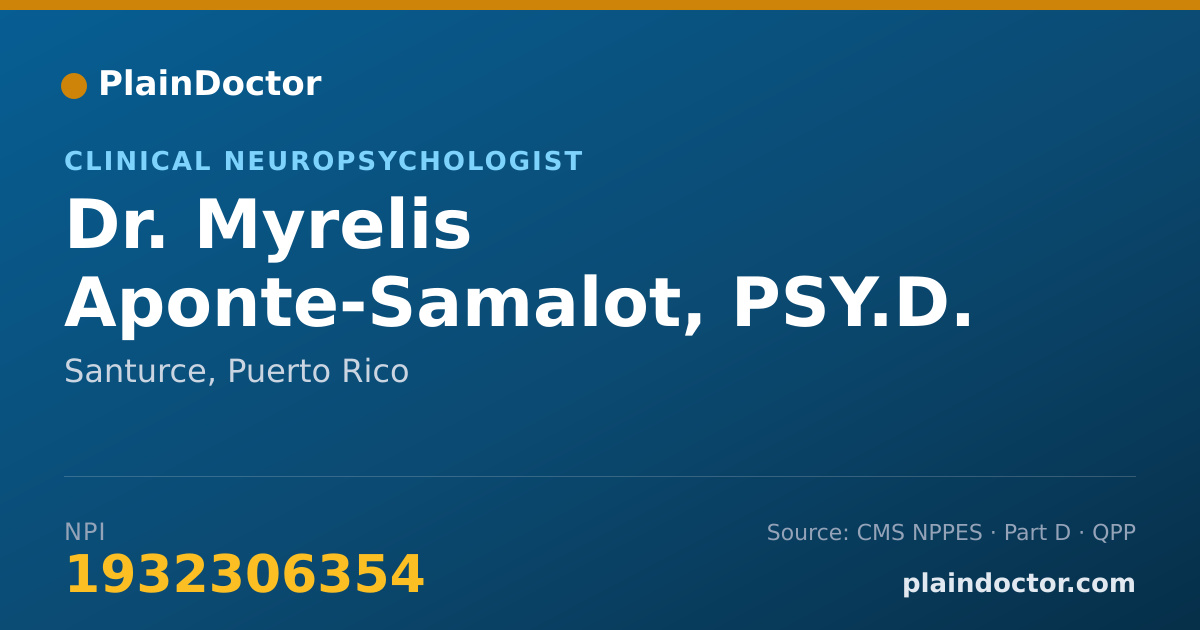Shareable card for Myrelis Aponte-Samalot, PSY.D. - Clinical Neuropsychologist, Santurce, PR