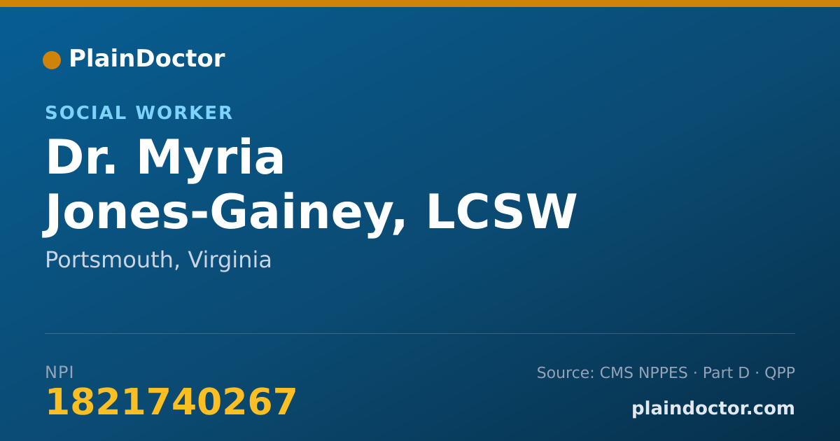 Shareable card for Myria Jones-Gainey, LCSW - Social Worker, Portsmouth, VA