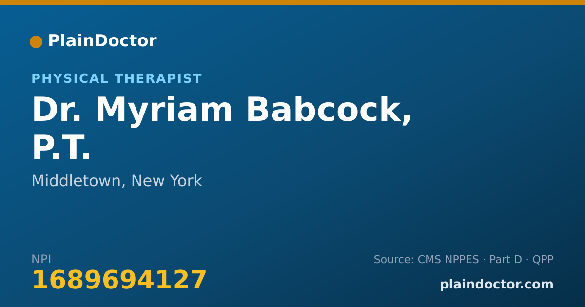 Shareable card for Myriam Babcock, P.T. - Physical Therapist, Middletown, NY