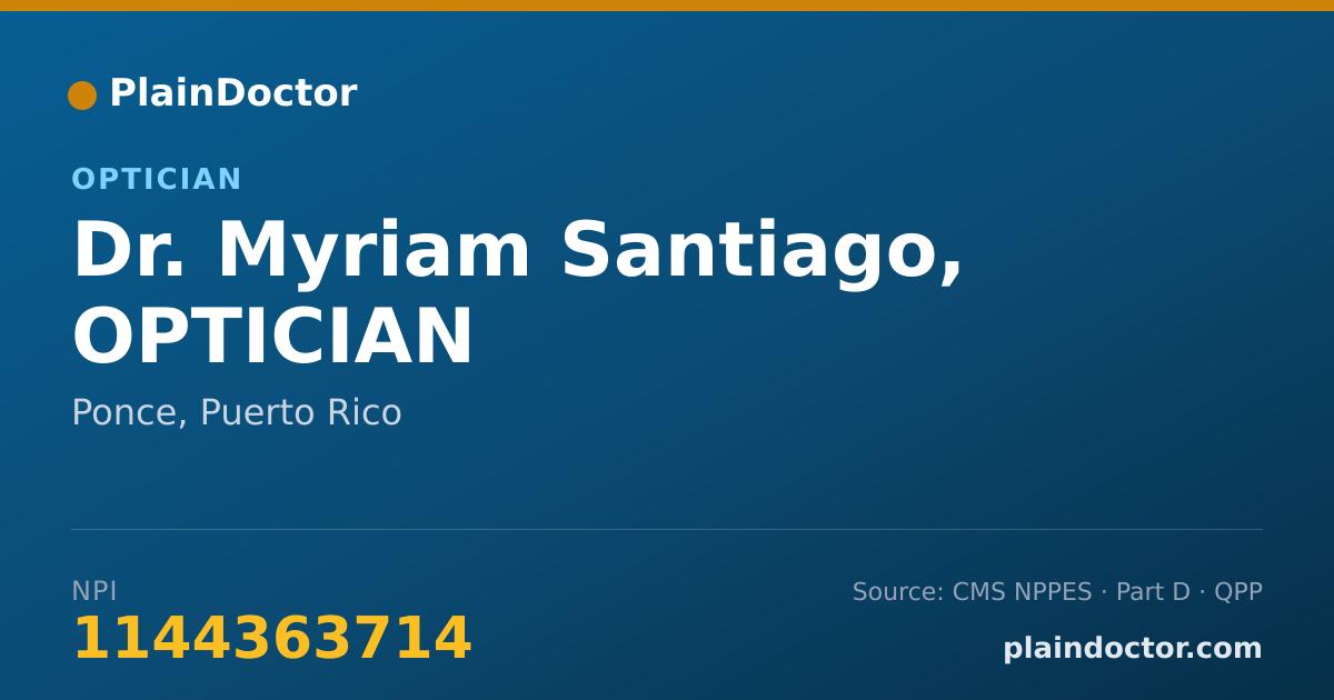 Shareable card for Myriam Santiago, OPTICIAN - Optician, Ponce, PR