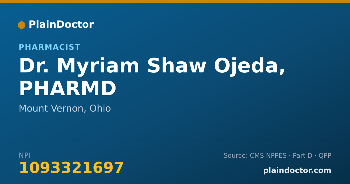 Shareable card for Myriam Shaw Ojeda, PHARMD - Pharmacist, Mount Vernon, OH