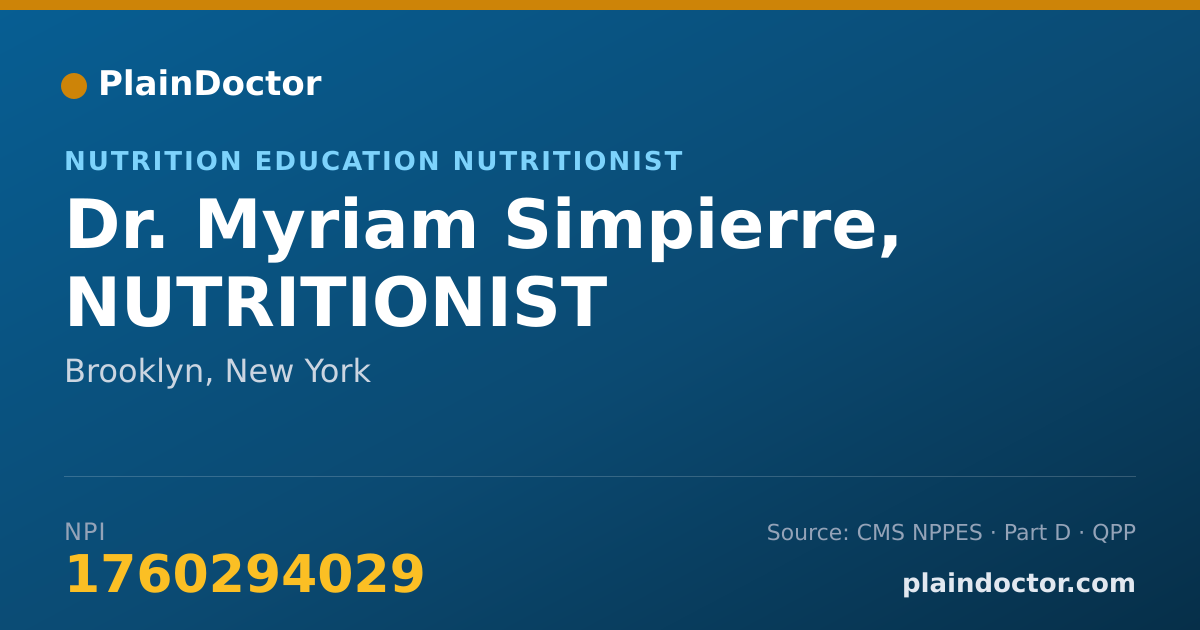 Shareable card for Myriam Simpierre, NUTRITIONIST - Nutrition Education Nutritionist, Brooklyn, NY