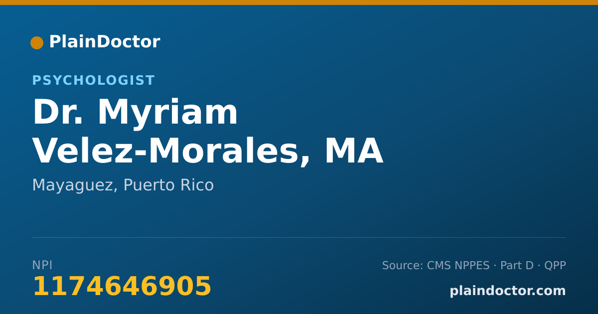 Shareable card for Myriam Velez-Morales, MA - Psychologist, Mayaguez, PR
