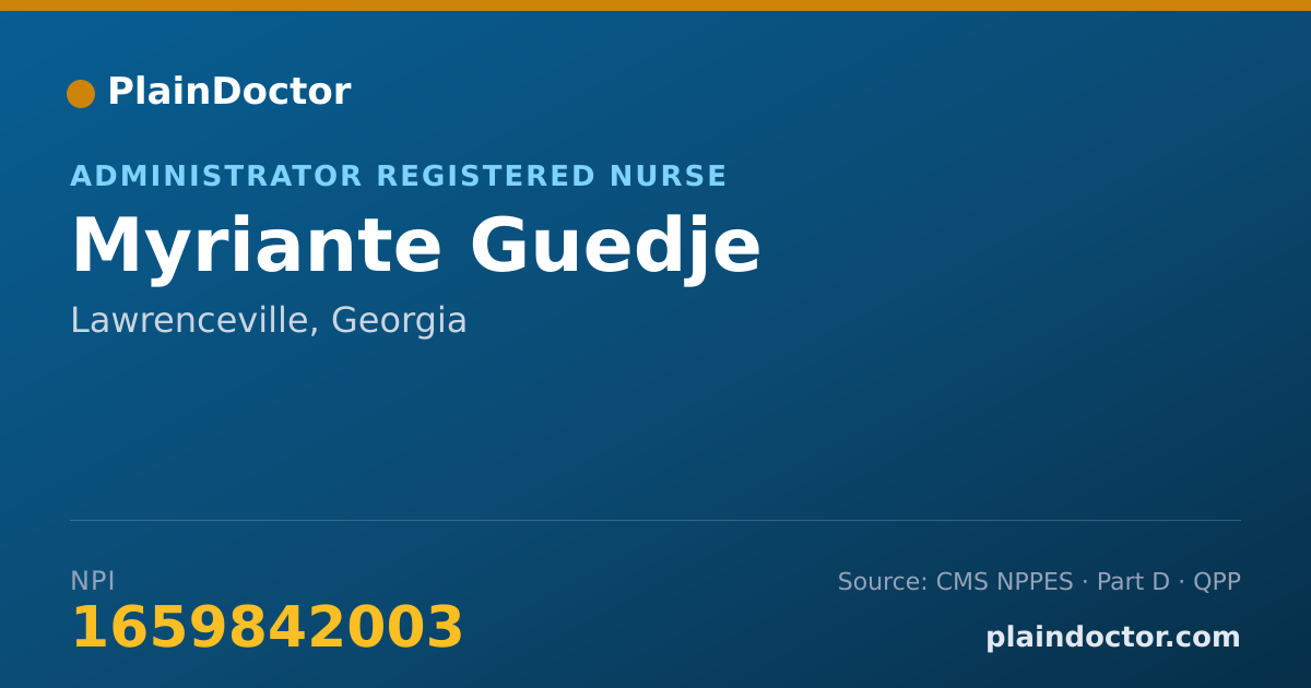 Shareable card for Myriante Guedje - Administrator Registered Nurse, Lawrenceville, GA