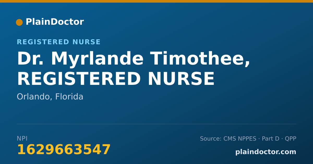 Shareable card for Myrlande Timothee, REGISTERED NURSE - Registered Nurse, Orlando, FL