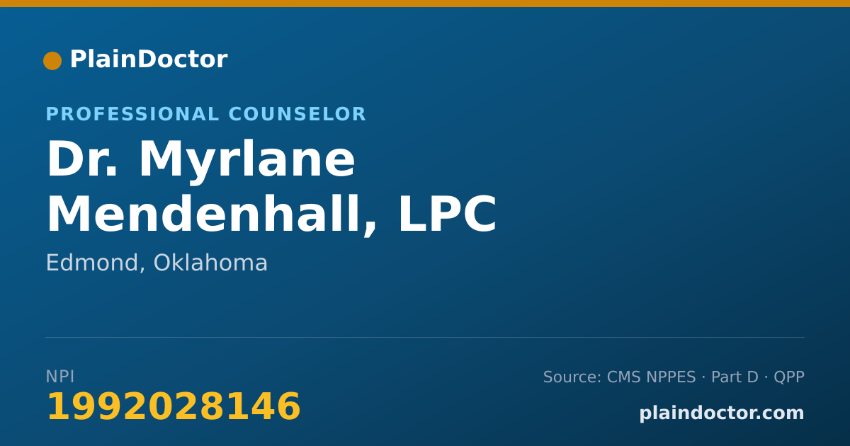 Shareable card for Myrlane Mendenhall, LPC - Professional Counselor, Edmond, OK