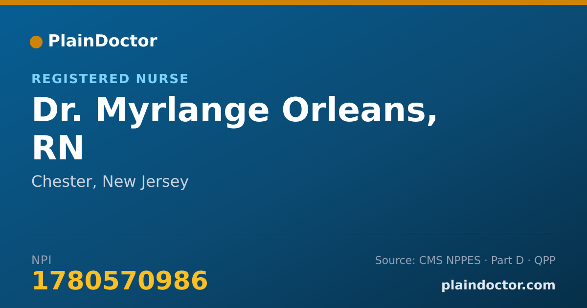 Shareable card for Myrlange Orleans, RN - Registered Nurse, Chester, NJ