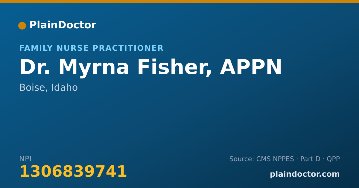 Shareable card for Myrna Fisher, APPN - Family Nurse Practitioner, Boise, ID