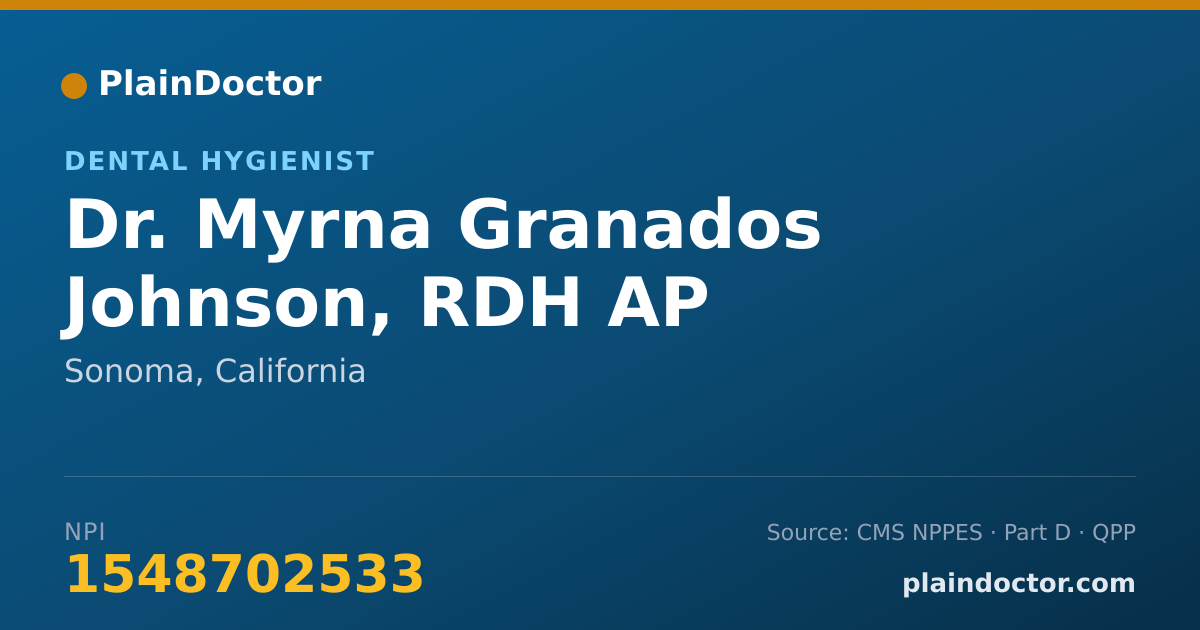Shareable card for Myrna Granados Johnson, RDH AP - Dental Hygienist, Sonoma, CA