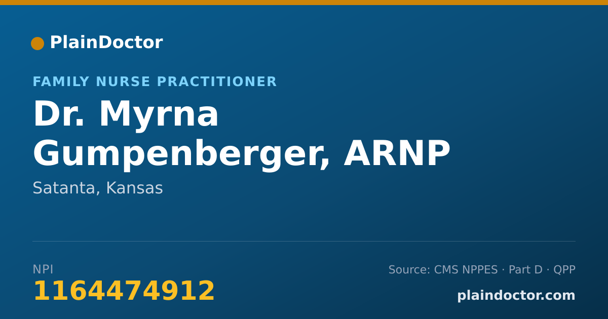 Shareable card for Myrna Gumpenberger, ARNP - Family Nurse Practitioner, Satanta, KS