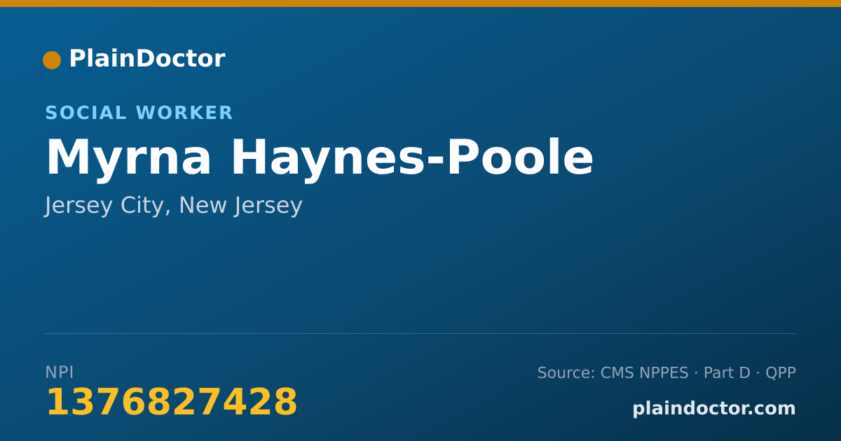 Shareable card for Myrna Haynes-Poole - Social Worker, Jersey City, NJ
