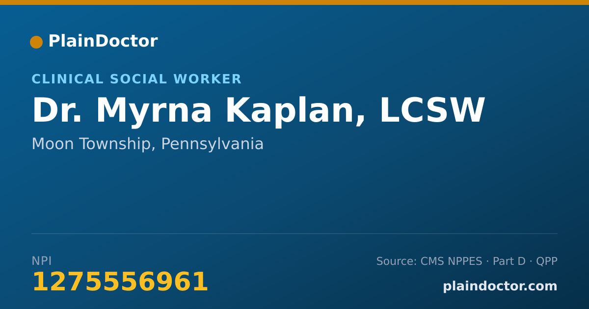 Shareable card for Myrna Kaplan, LCSW - Clinical Social Worker, Moon Township, PA