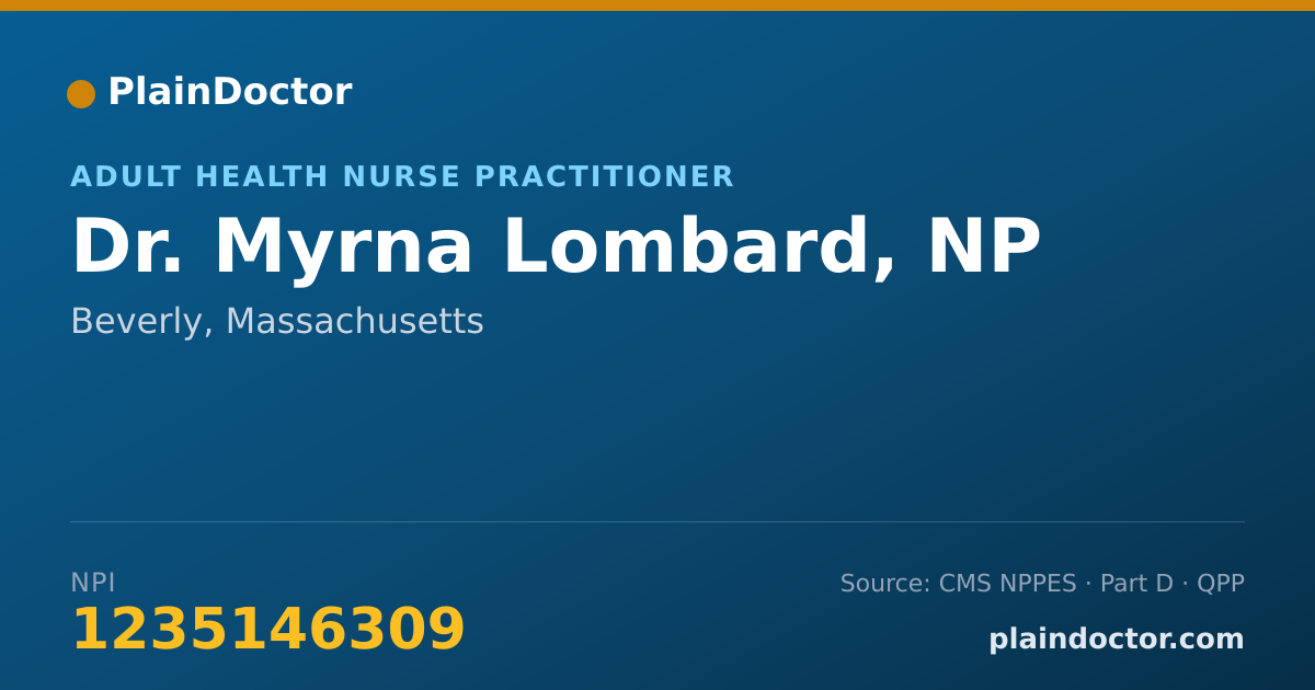 Shareable card for Myrna Lombard, NP - Adult Health Nurse Practitioner, Beverly, MA