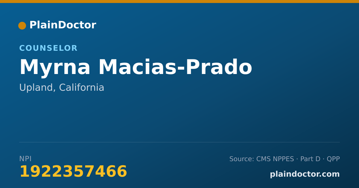 Shareable card for Myrna Macias-Prado - Counselor, Upland, CA