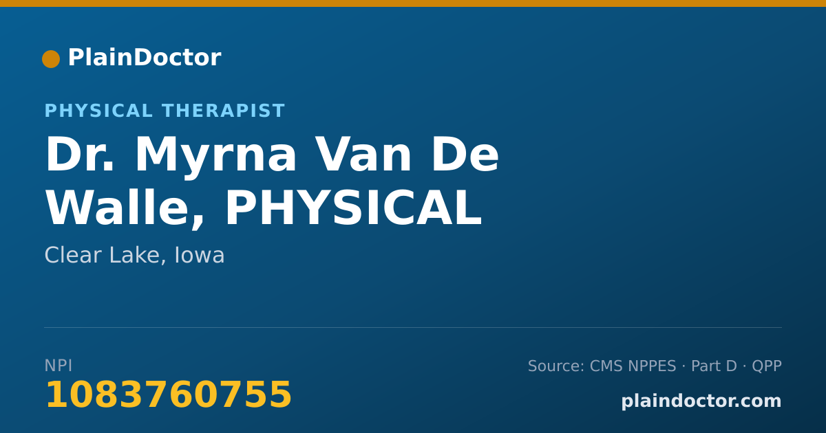 Shareable card for Myrna Van De Walle, PHYSICAL THERAPIST - Physical Therapist, Clear Lake, IA