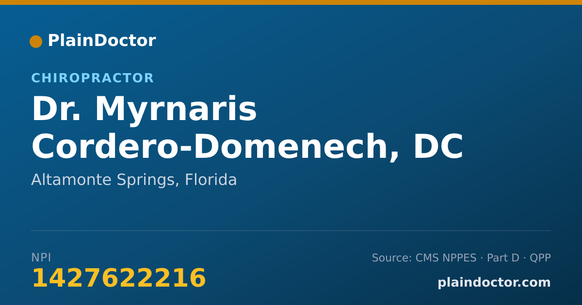 Shareable card for Myrnaris Cordero-Domenech, DC - Chiropractor, Altamonte Springs, FL