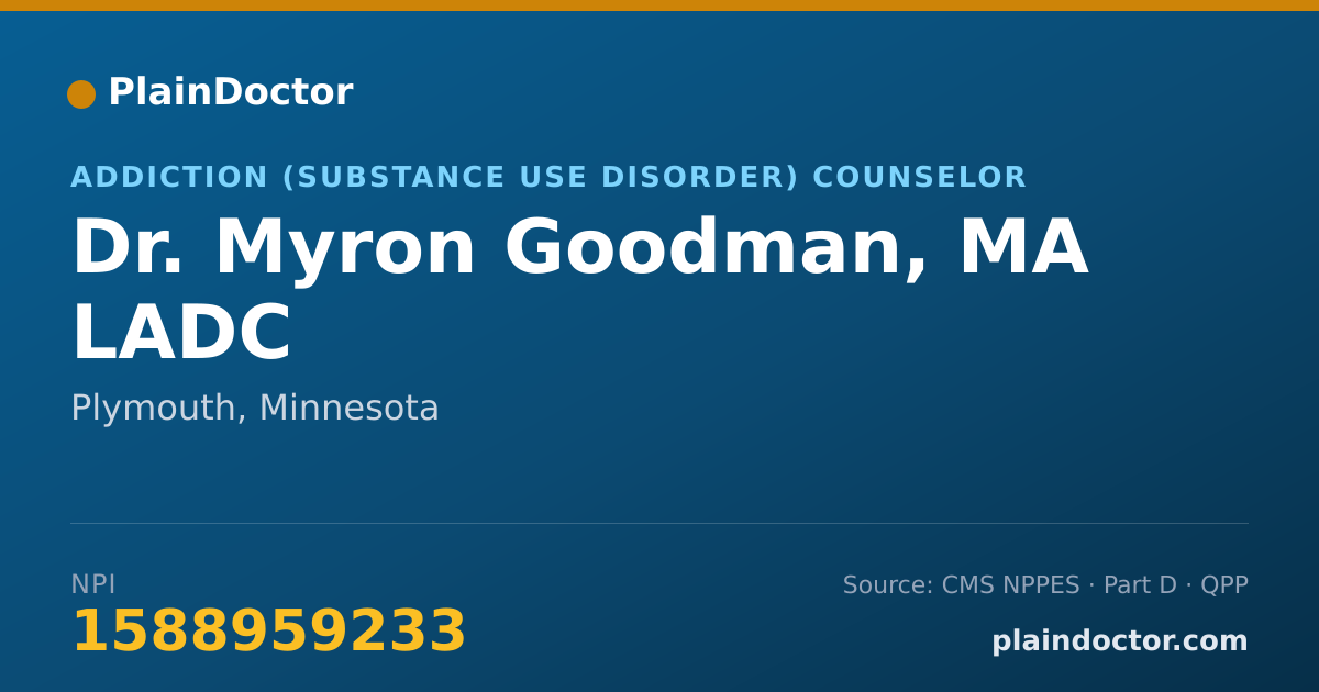 Shareable card for Myron Goodman, MA  LADC - Addiction (Substance Use Disorder) Counselor, Plymouth, MN