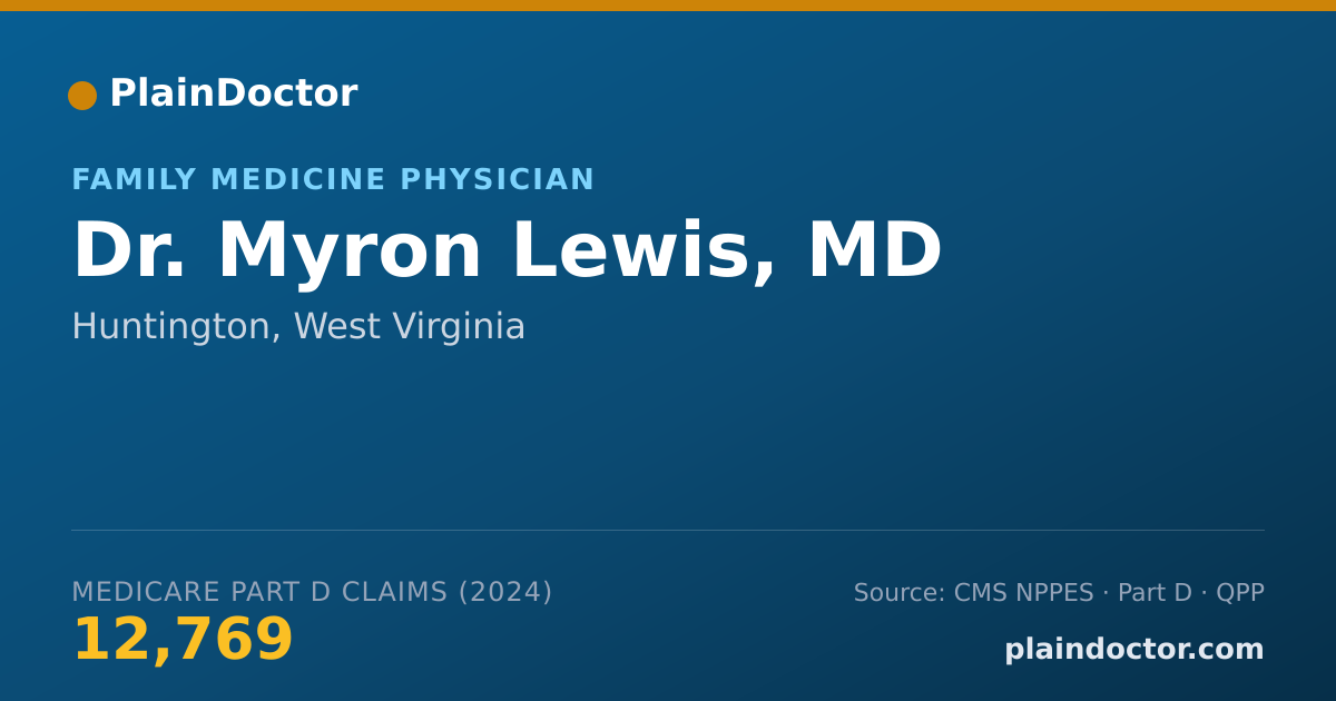 Shareable card for Myron Lewis, MD - Family Medicine Physician, Huntington, WV