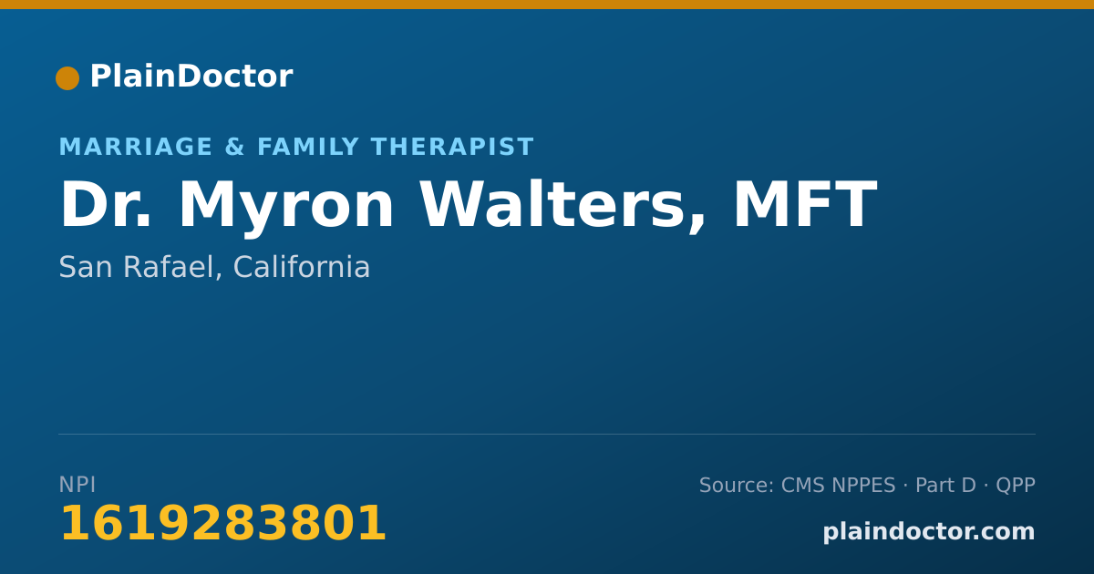 Shareable card for Myron Walters, MFT - Marriage & Family Therapist, San Rafael, CA