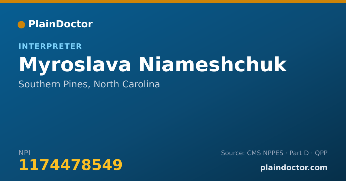 Shareable card for Myroslava Niameshchuk - Interpreter, Southern Pines, NC