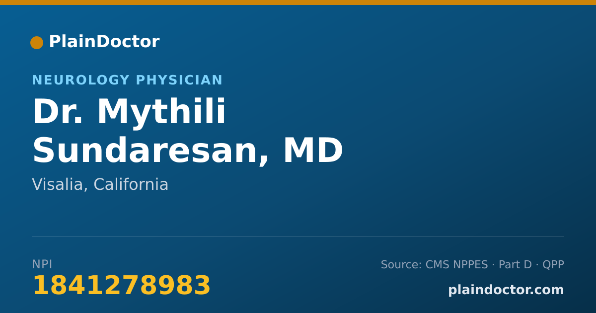 Shareable card for Mythili Sundaresan, MD - Neurology Physician, Visalia, CA