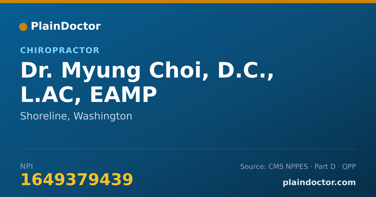 Shareable card for Myung Choi, D.C., L.AC, EAMP - Chiropractor, Shoreline, WA