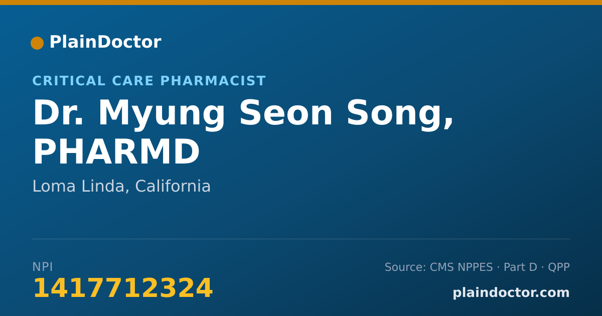 Shareable card for Myung Seon Song, PHARMD - Critical Care Pharmacist, Loma Linda, CA
