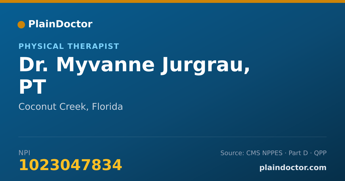 Shareable card for Myvanne Jurgrau, PT - Physical Therapist, Coconut Creek, FL