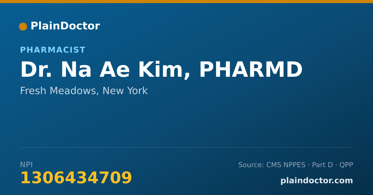 Shareable card for Na Ae Kim, PHARMD - Pharmacist, Fresh Meadows, NY